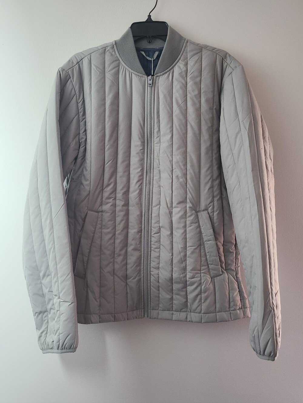 Jack&Jones - Light Gray Quilted Bomber Jacket Mens Size Large